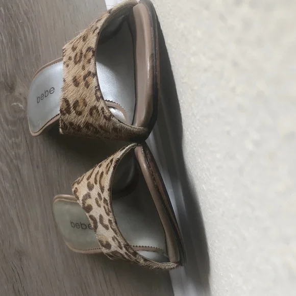 Bebe Tan Leopard Print Mules - Picture 8 of 9